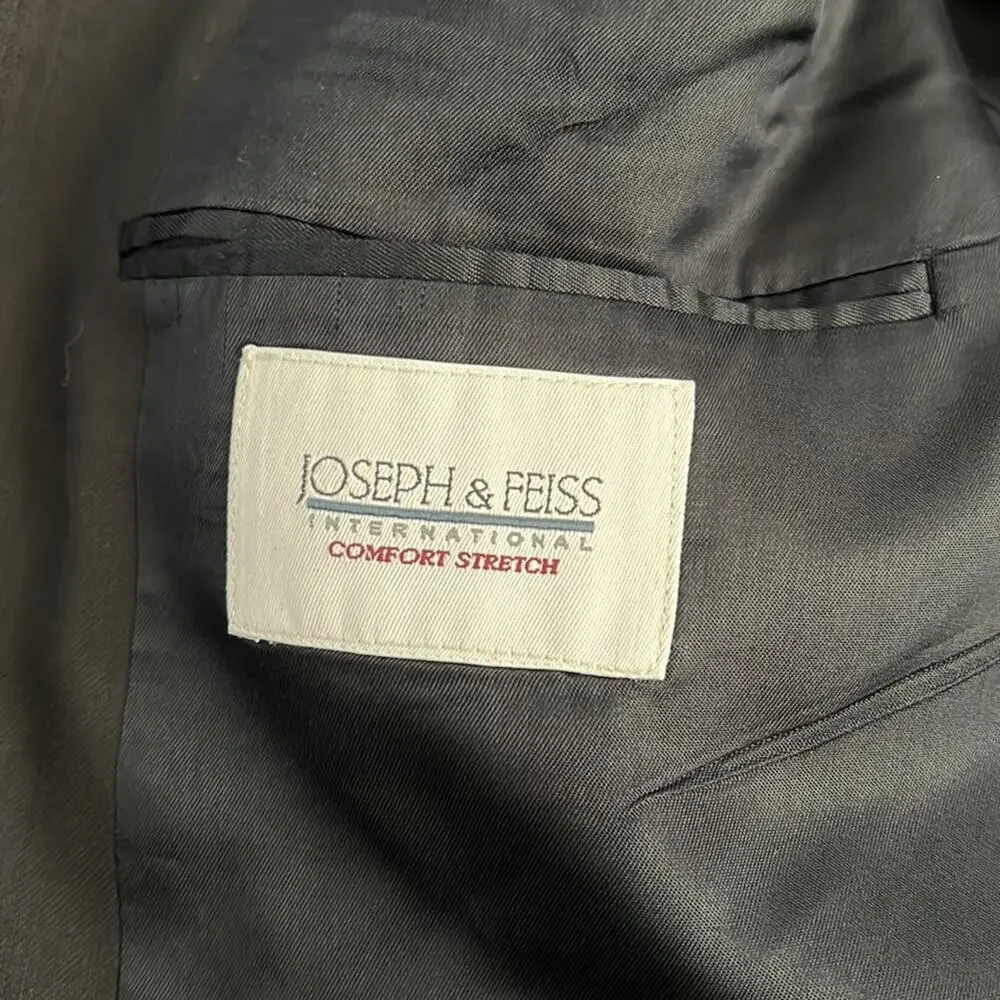 Joseph‎ & Feiss Mens Black 100% Classic Worsted Wool Blazer/Sports Coat Size 44R